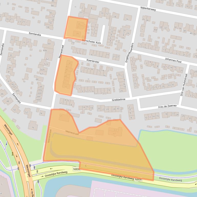 Kaart van postcodegebied 3751GG.