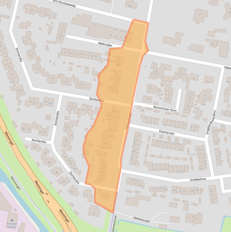 Kaart van postcodegebied 3751GJ.