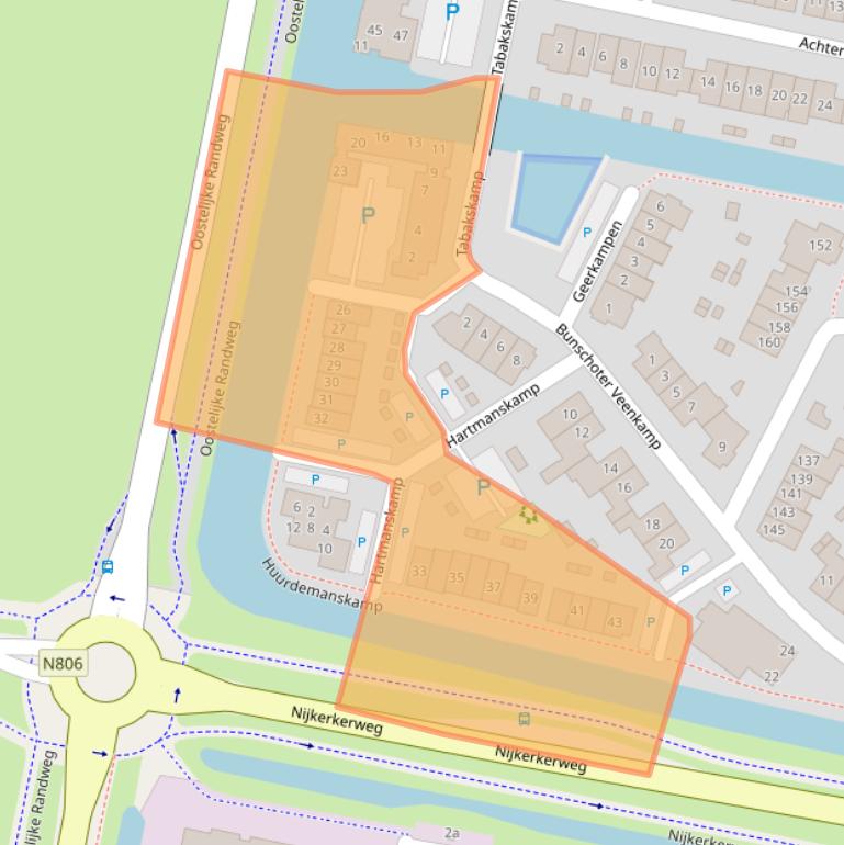 Kaart van postcodegebied 3751JA.
