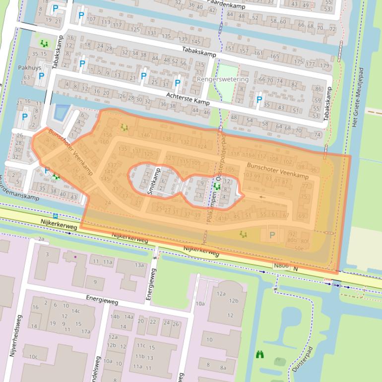 Kaart van postcodegebied 3751JD.