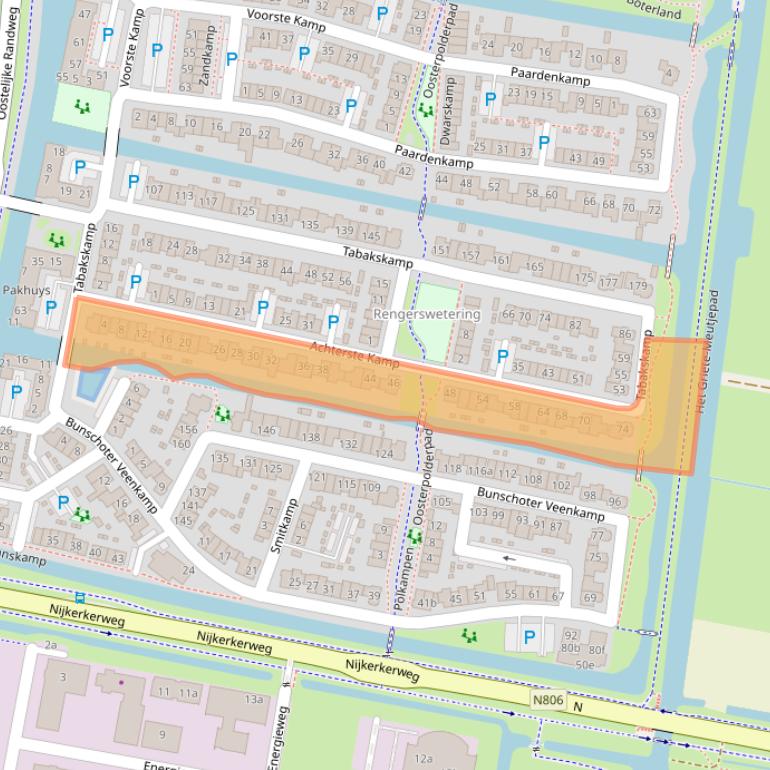 Kaart van postcodegebied 3751JJ.