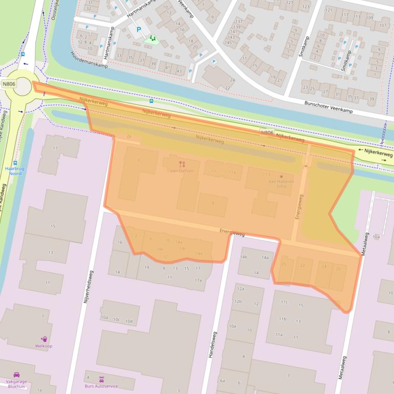 Kaart van postcodegebied 3751LT.