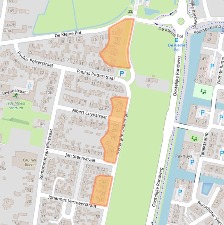 Kaart van postcodegebied 3751VN.