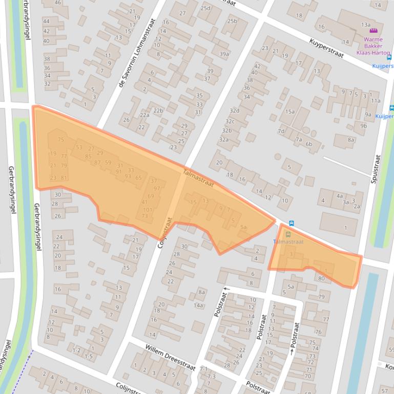 Kaart van postcodegebied 3752BE.