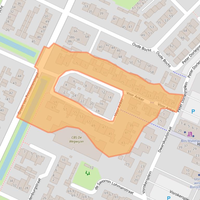 Kaart van postcodegebied 3752BT.