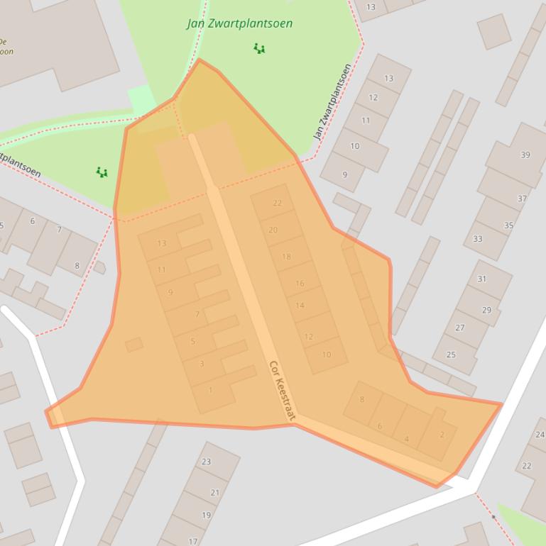 Kaart van postcodegebied 3752VJ.