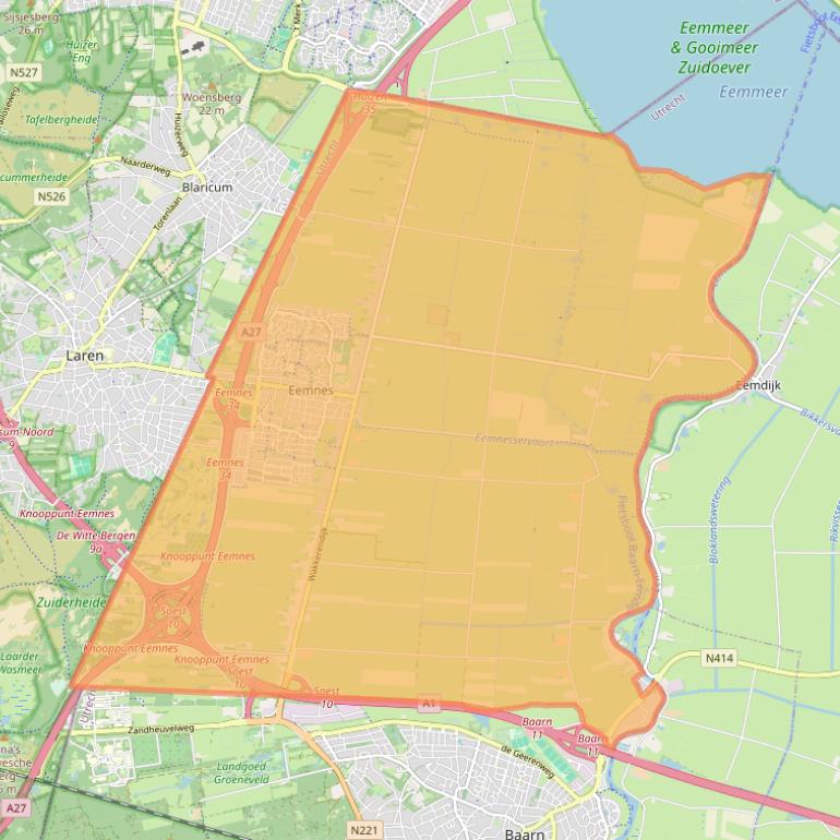 Kaart van postcodegebied 3755.