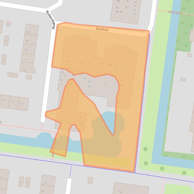 Kaart van postcodegebied 3755JA.