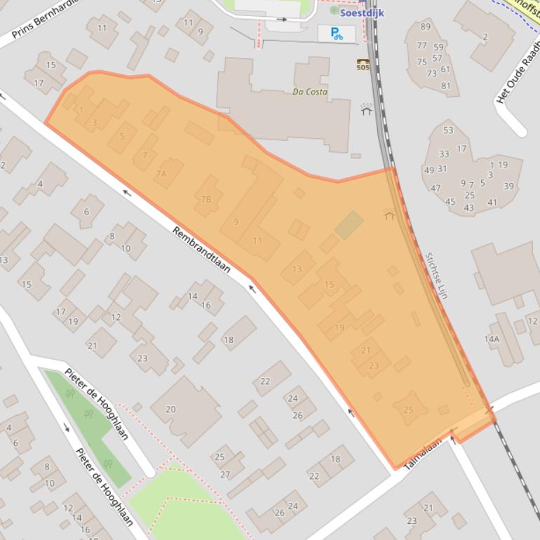 Kaart van postcodegebied 3761AG.