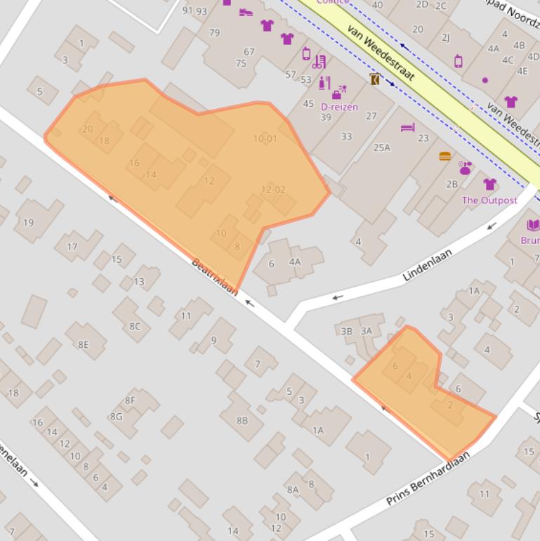 Kaart van postcodegebied 3761BD.