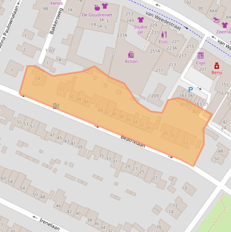 Kaart van postcodegebied 3761BE.