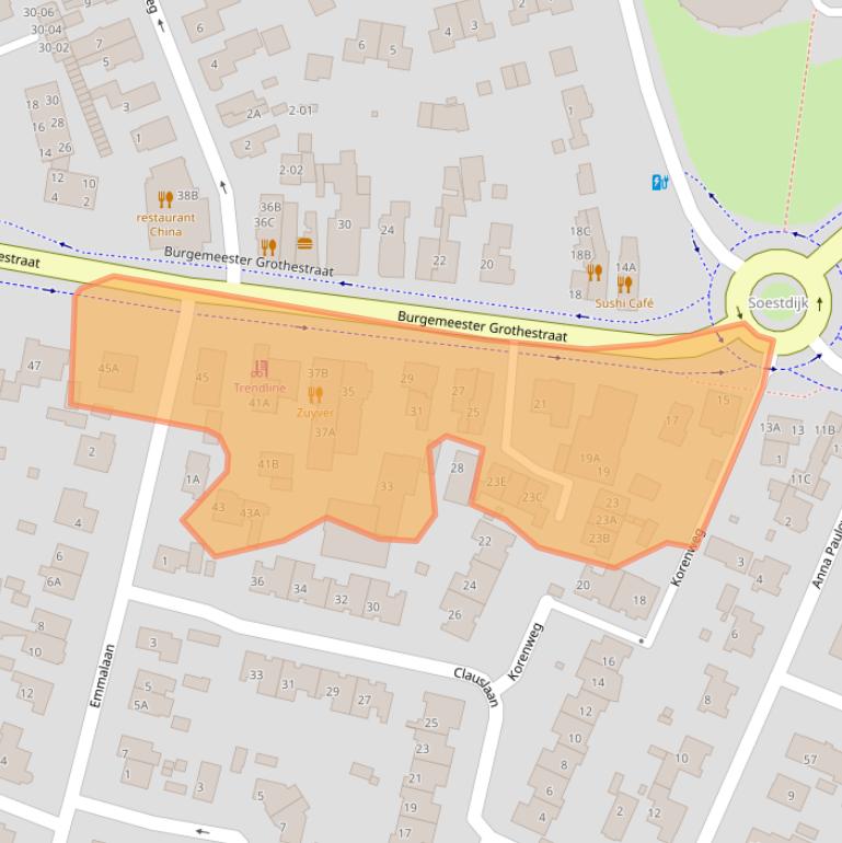 Kaart van postcodegebied 3761CK.