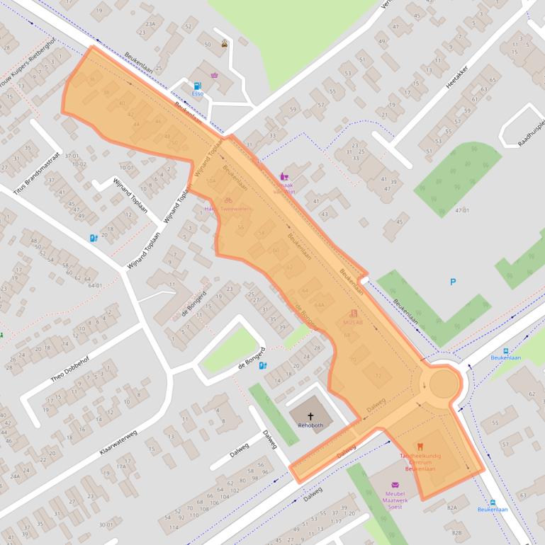 Kaart van postcodegebied 3762AJ.