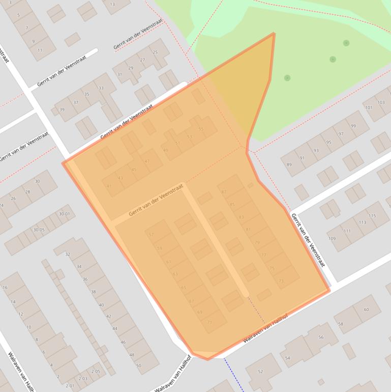 Kaart van postcodegebied 3762XJ.