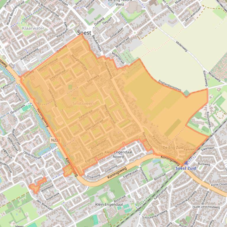Kaartafbeelding, ingezoomd op postcodegebied 3765.