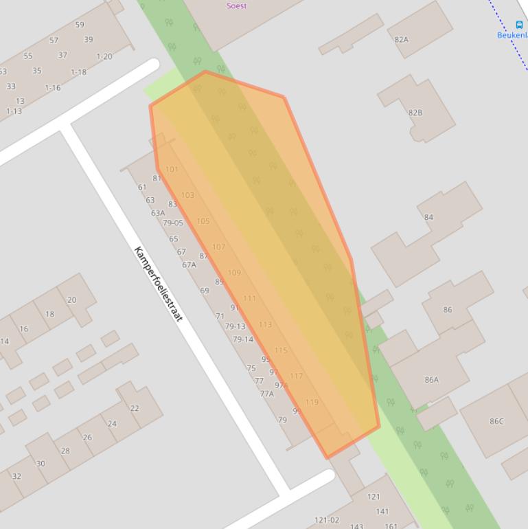 Kaart van postcodegebied 3765AP.
