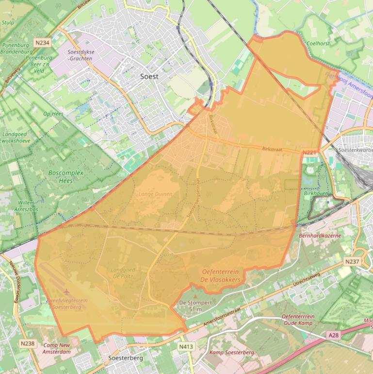 Kaart van postcodegebied 3768.