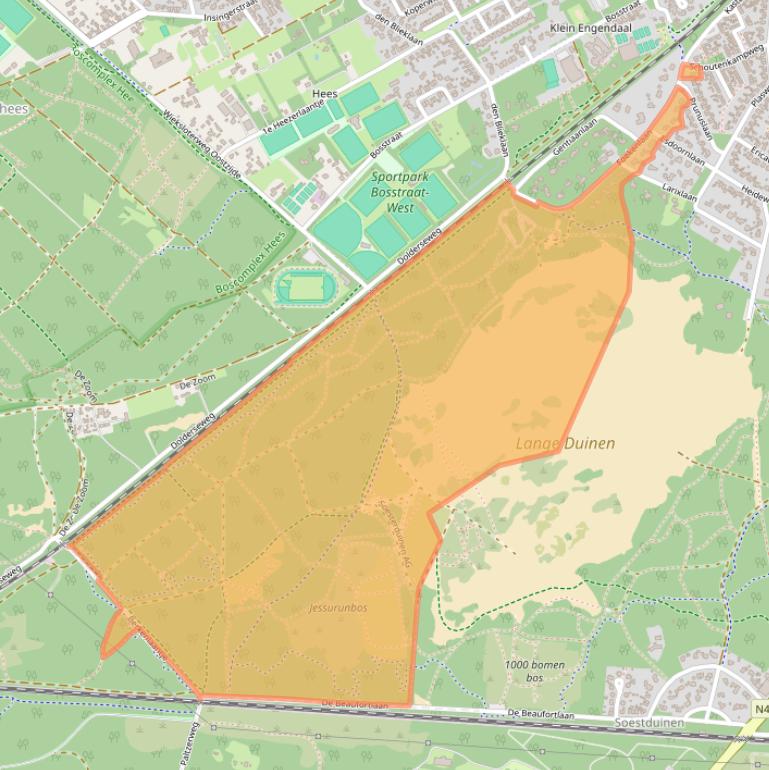 Kaart van postcodegebied 3768BJ.