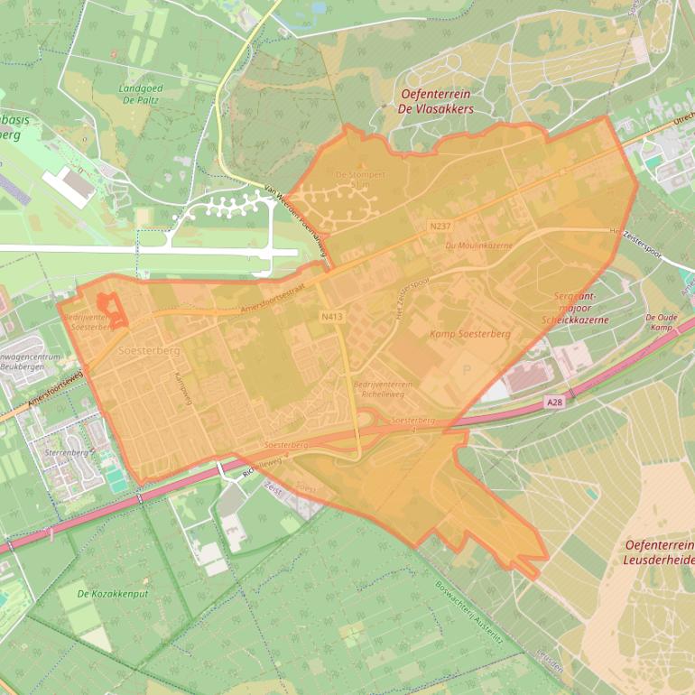Kaartafbeelding, ingezoomd op postcodegebied 3769.