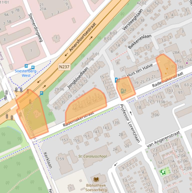 Kaart van postcodegebied 3769BE.