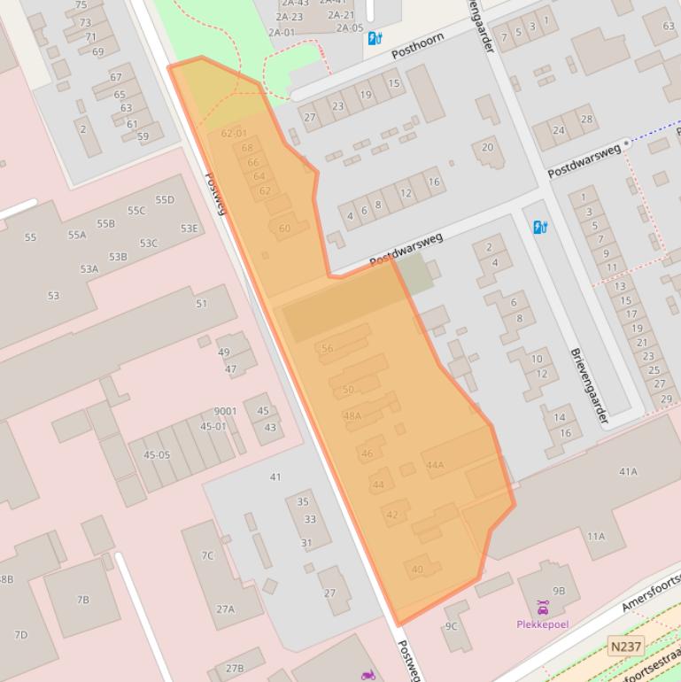 Kaart van postcodegebied 3769BX.