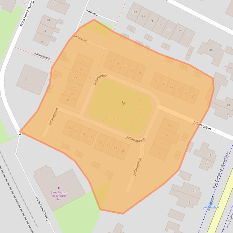 Kaart van postcodegebied 3771AD.