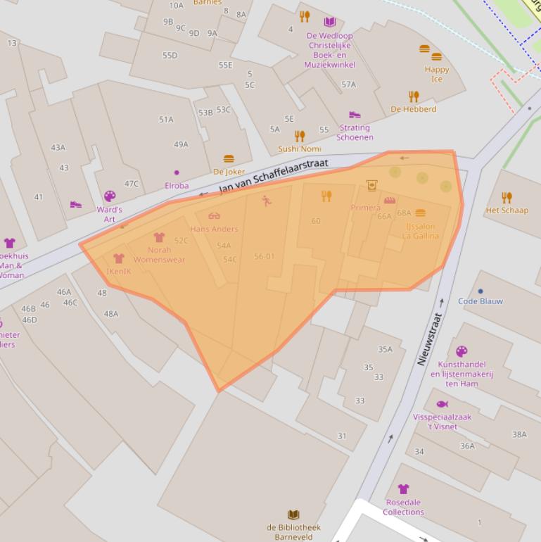 Kaart van postcodegebied 3771BW.