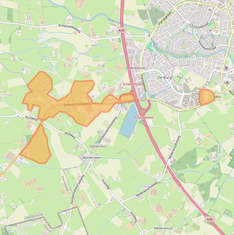 Kaart van postcodegebied 3772MD.