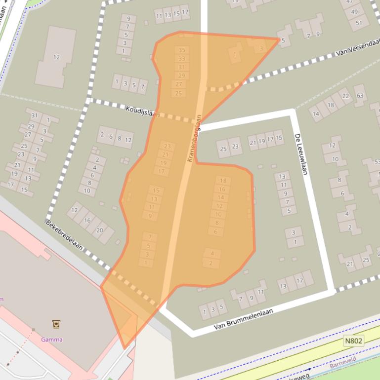 Kaart van postcodegebied 3772NX.