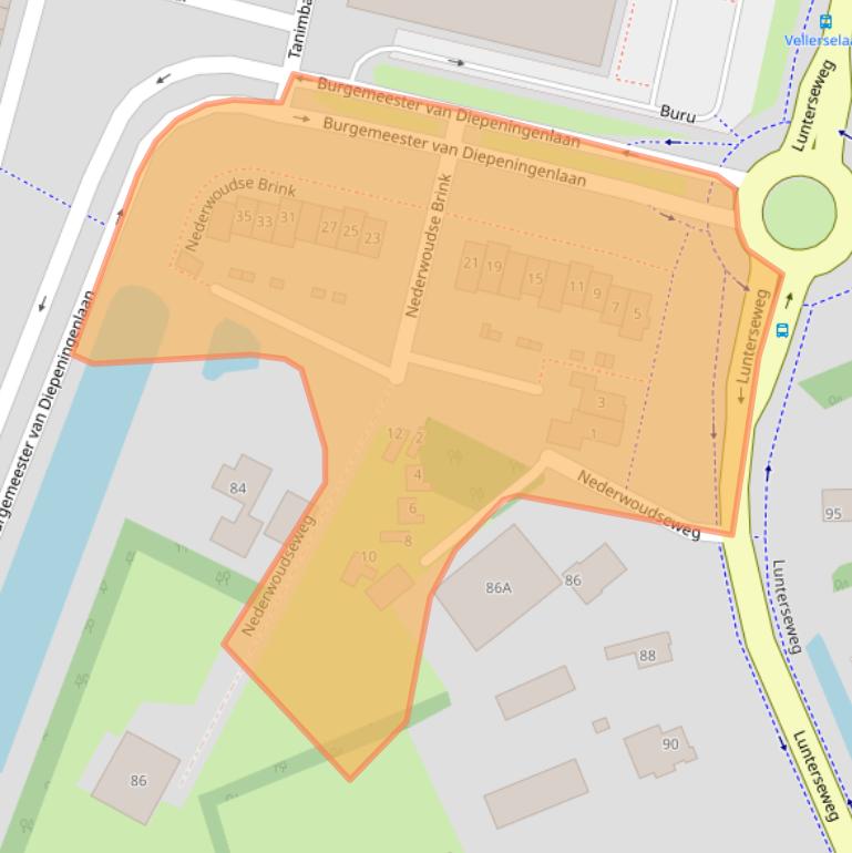 Kaart van postcodegebied 3772TZ.