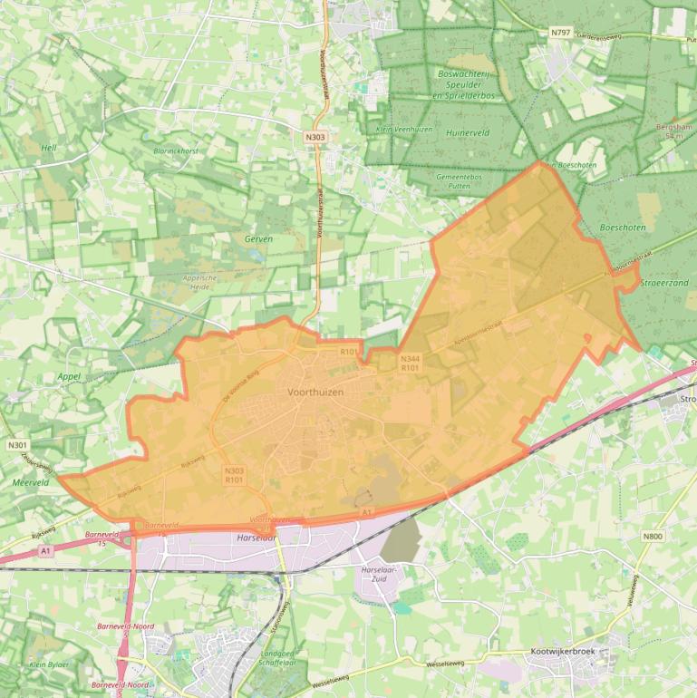 Kaart van postcodegebied 3781.