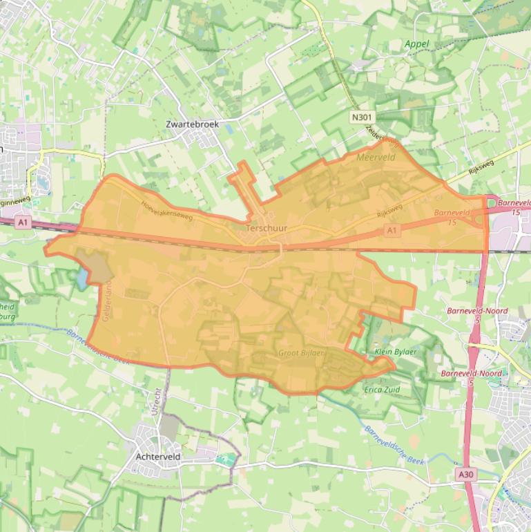 Kaart van postcodegebied 3784.