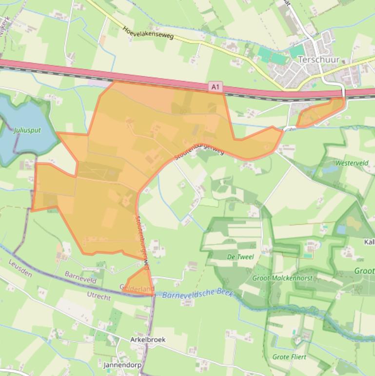 Kaart van postcodegebied 3784VE.