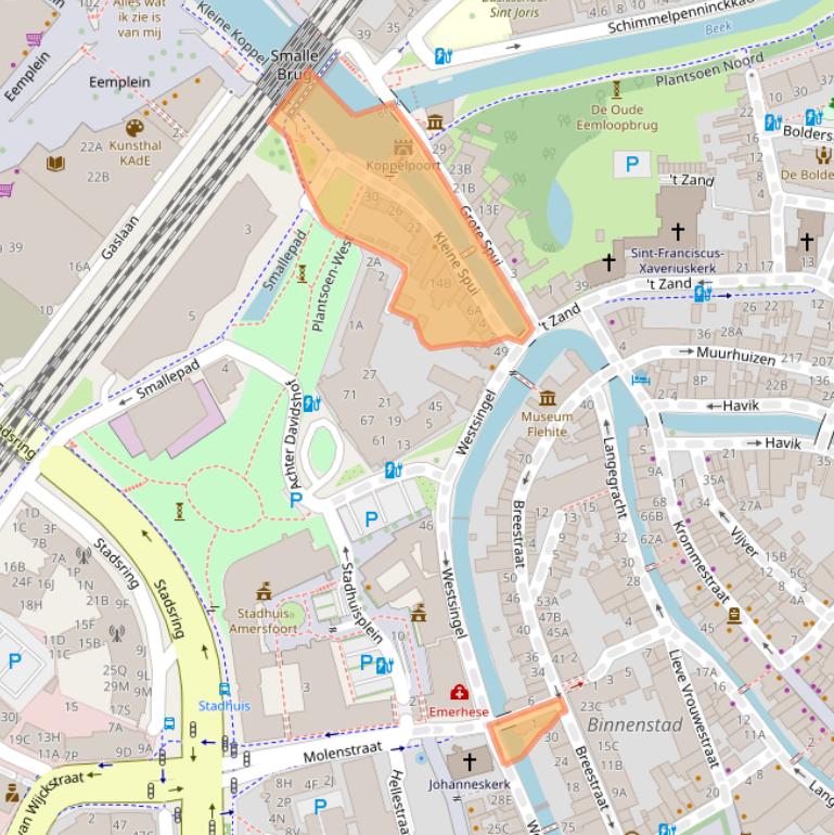 Kaart van postcodegebied 3811BE.