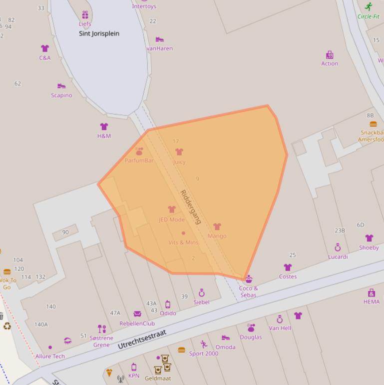 Kaart van postcodegebied 3811DB.