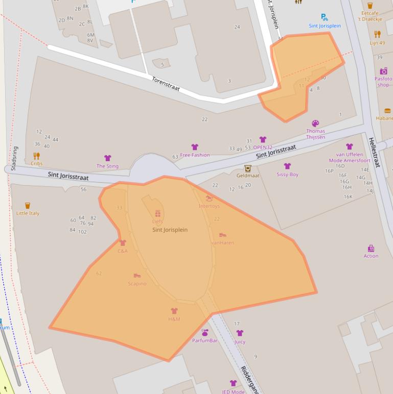 Kaart van postcodegebied 3811DC.