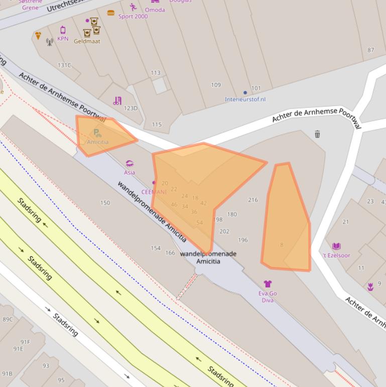 Kaart van postcodegebied 3811DK.