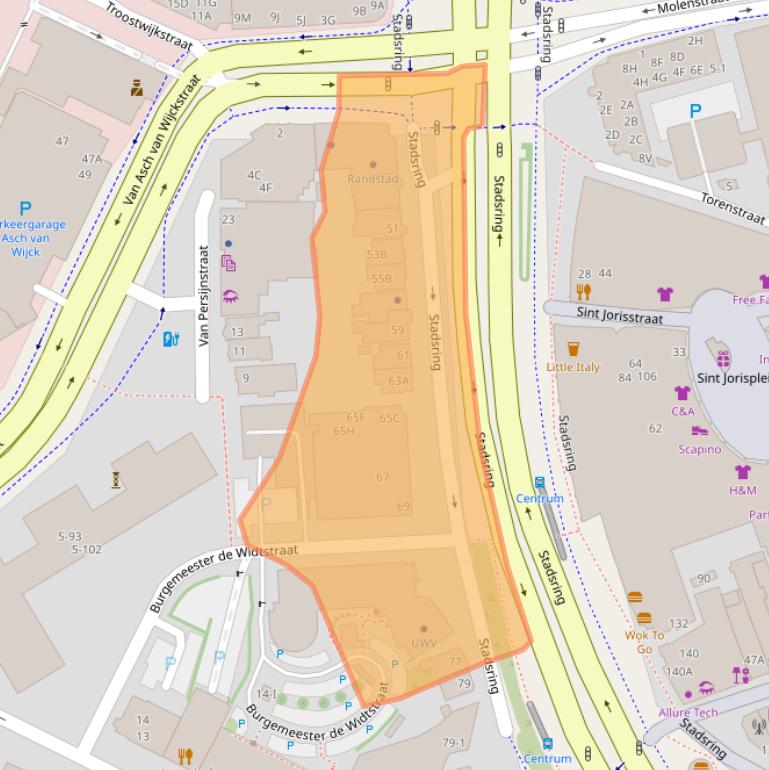 Kaart van postcodegebied 3811HN.