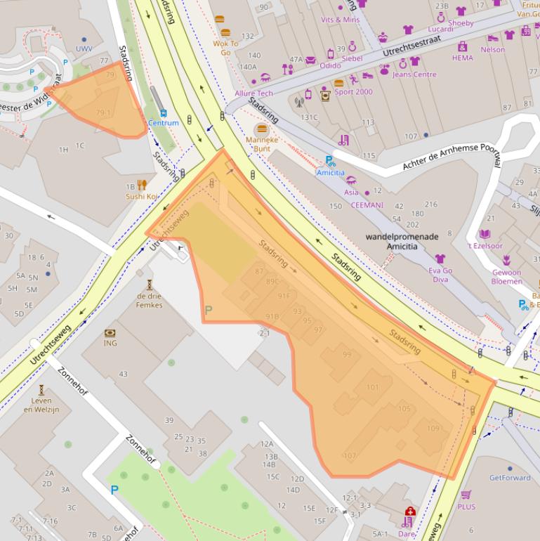 Kaart van postcodegebied 3811HP.