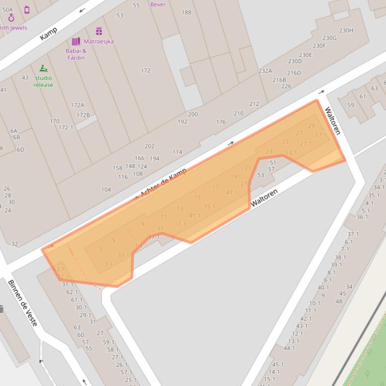 Kaart van postcodegebied 3811JD.