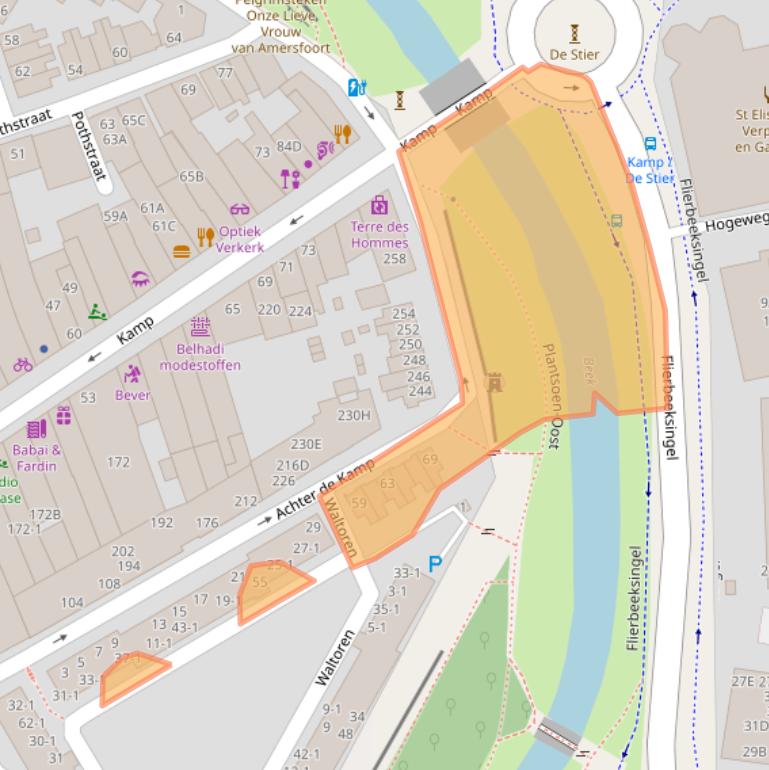 Kaart van postcodegebied 3811JE.