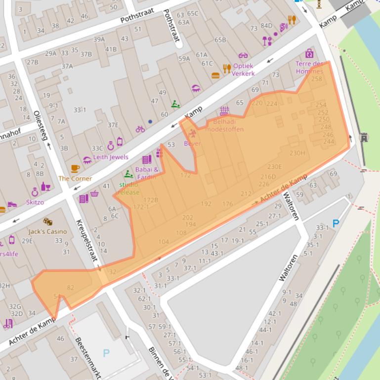 Kaart van postcodegebied 3811JH.
