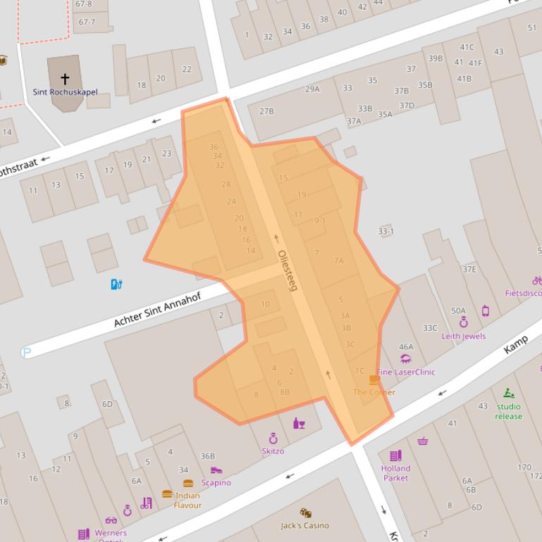 Kaart van postcodegebied 3811JW.