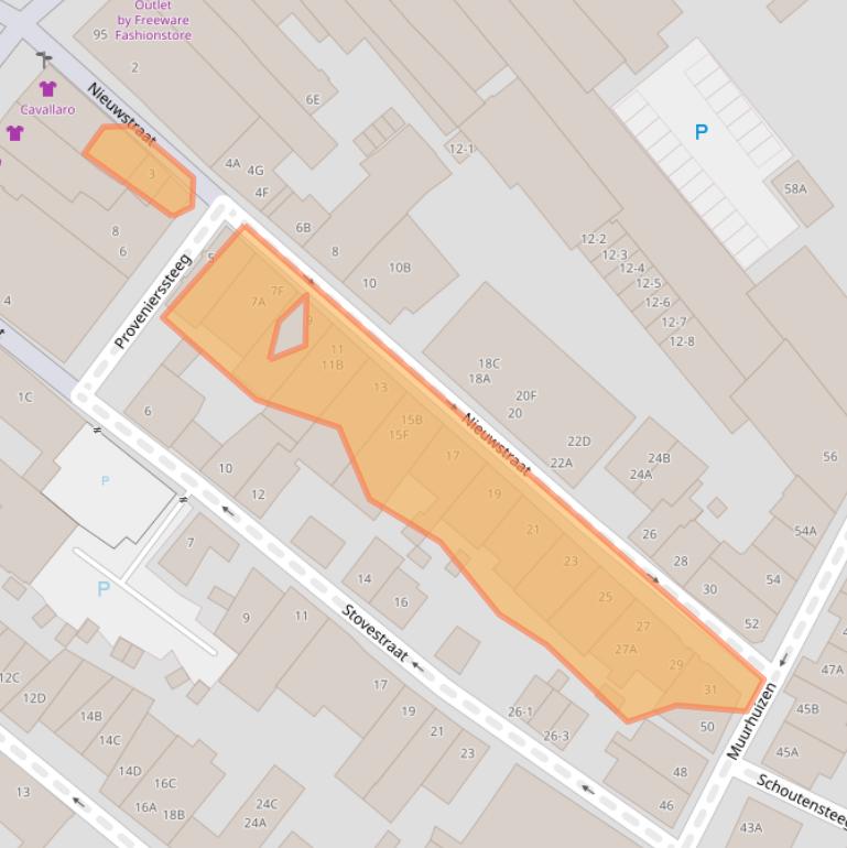 Kaart van postcodegebied 3811JX.