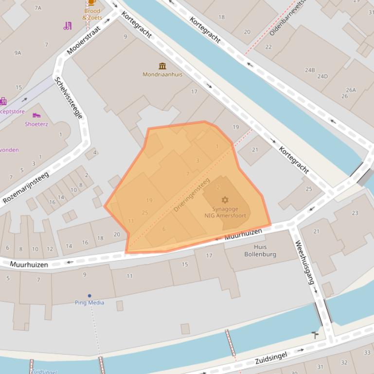 Kaart van postcodegebied 3811KJ.