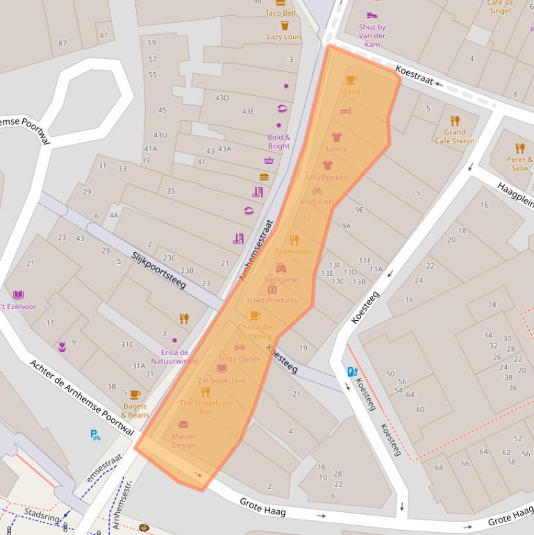 Kaart van postcodegebied 3811LH.