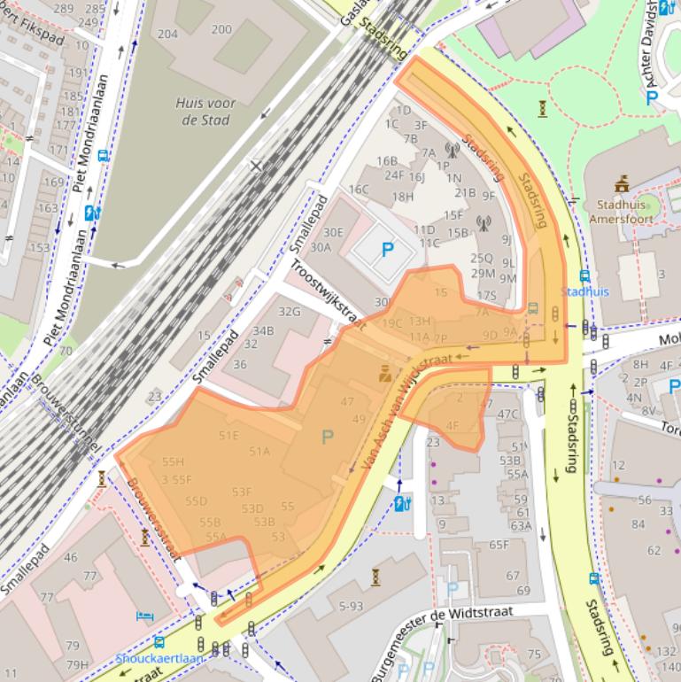 Kaart van postcodegebied 3811LP.