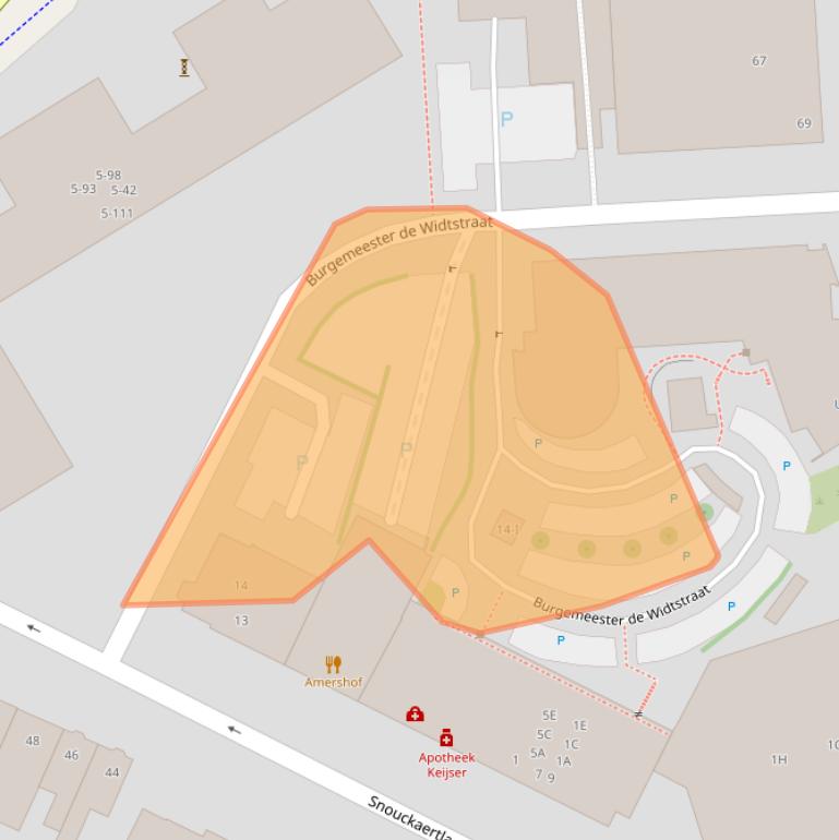 Kaart van postcodegebied 3811LV.