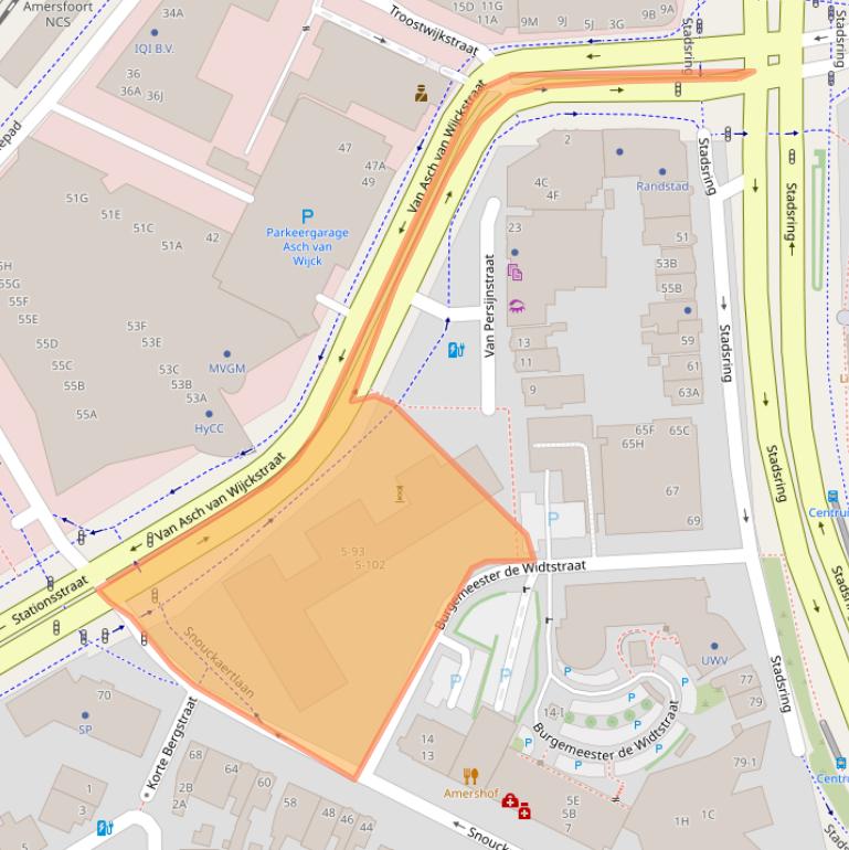 Kaart van postcodegebied 3811LW.