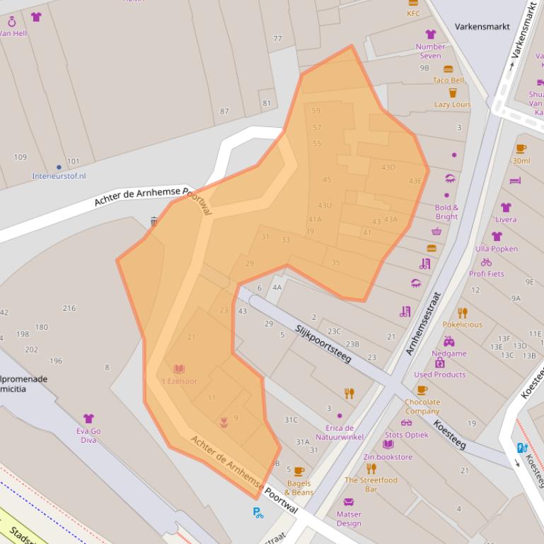 Kaart van postcodegebied 3811LX.